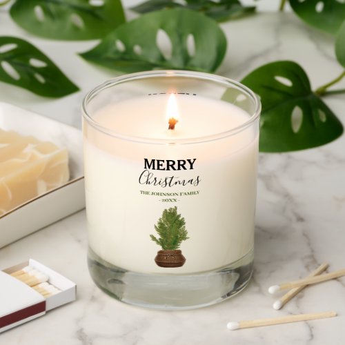 Modern Rustic Watercolor Christmas Tree Holiday Scented Candle