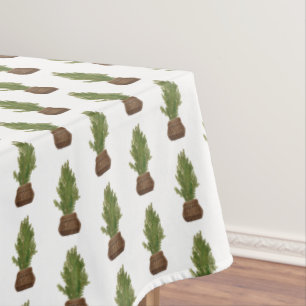 Modern Rustic Watercolor Christmas Tree Holiday Tablecloth