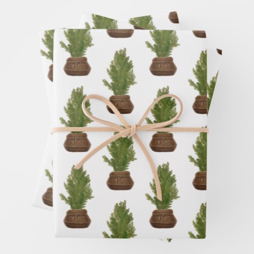 Modern Rustic Watercolor Christmas Tree Holiday Wrapping Paper Sheets
