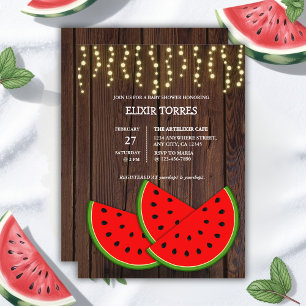 Modern Rustic Watermelon Slices Baby Shower Invitation