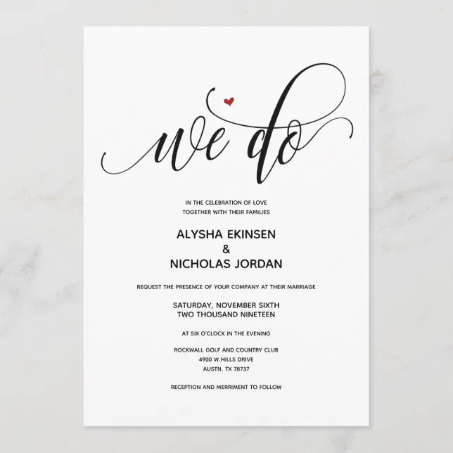 Modern Rustic We Do Wedding Invitation Card | Zazzle