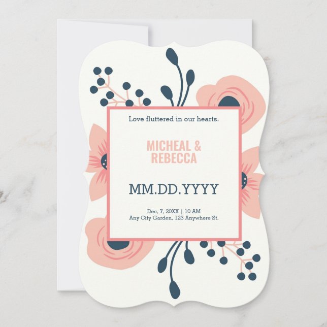 Modern rustic wedding announcement (Front)