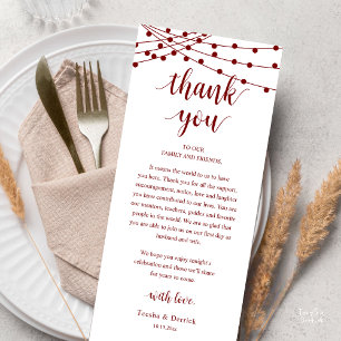 Modern Rustic Wedding Dinner Thank You Card