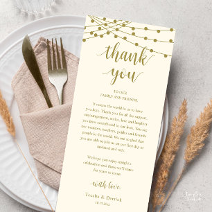 Modern Rustic Wedding Dinner Thank You Card