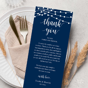 Modern Rustic Wedding Dinner Thank You Card