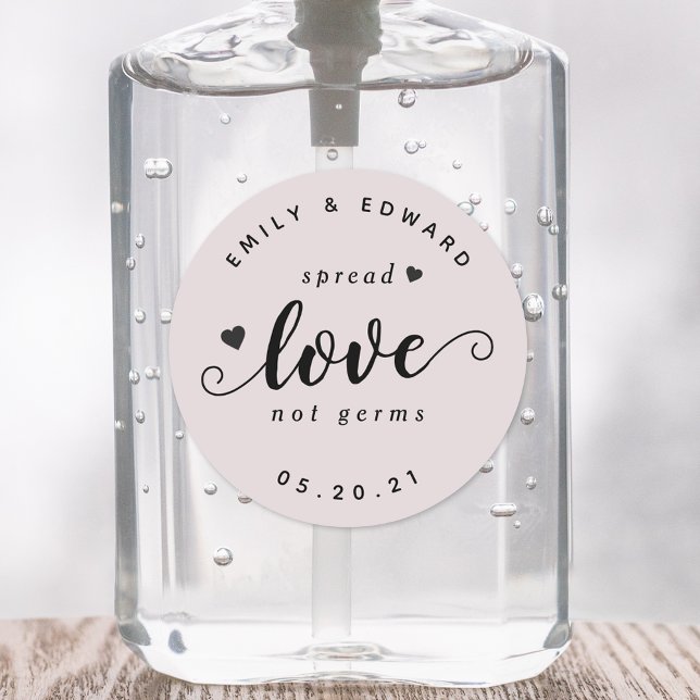 Modern Rustic Wedding Favor Hand Sanitizer Classic Round Sticker (Creator Uploaded)