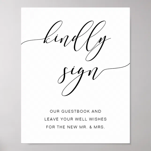 Modern Rustic Wedding Guestbook Kindly Sign Script | Zazzle