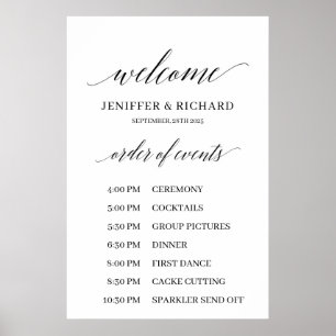 Modern rustic wedding order of service program poster