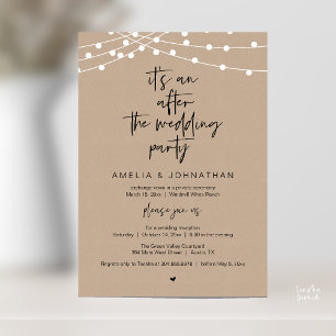 Modern Rustic Wedding Reception Brown Kraft Invitation