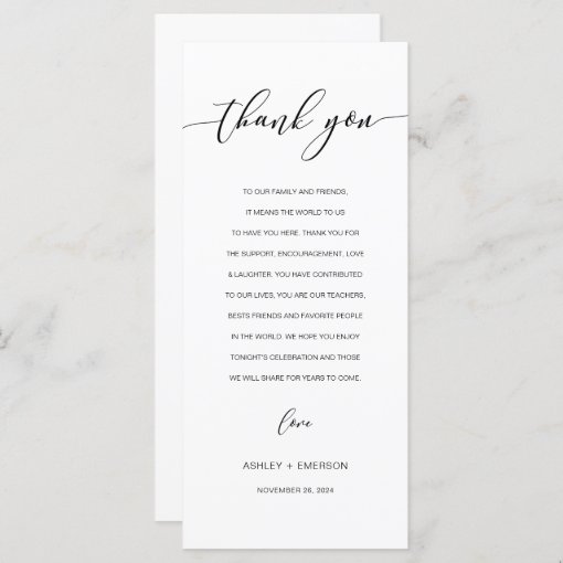 Modern Rustic Wedding Reception Thank You Card | Zazzle