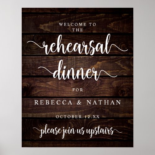 Modern Rustic Wedding Rehearsal Dinner Welcome Po Poster