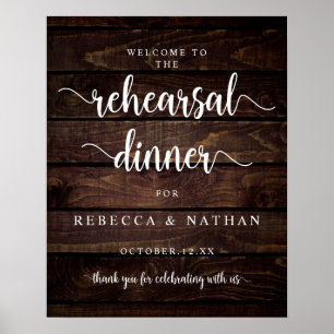 Modern Rustic, Wedding Rehearsal Dinner Welcome Po Poster