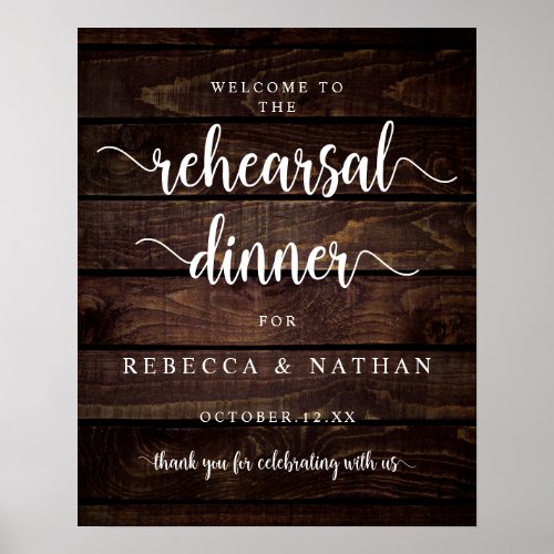 Modern Rustic Wedding Rehearsal Dinner Welcome Po Poster