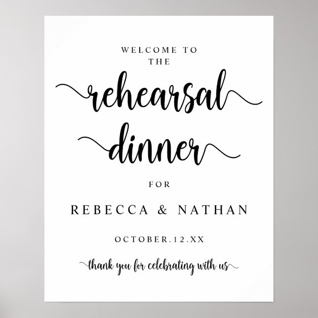 Modern Rustic, Wedding Rehearsal Dinner Welcome Poster (Front)