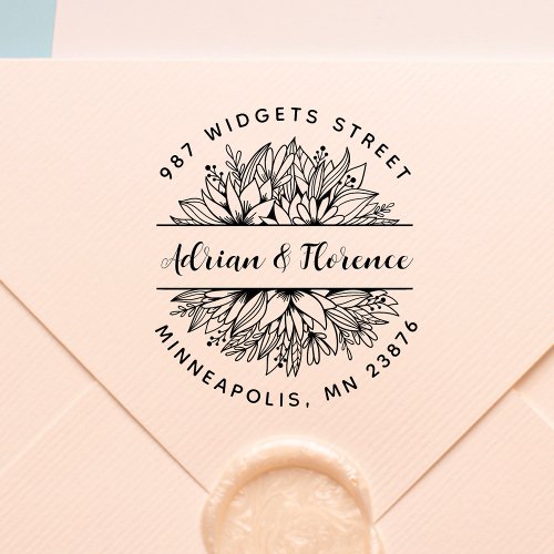 Modern  Rustic Wedding Return Address Botanical Self_inking Stamp