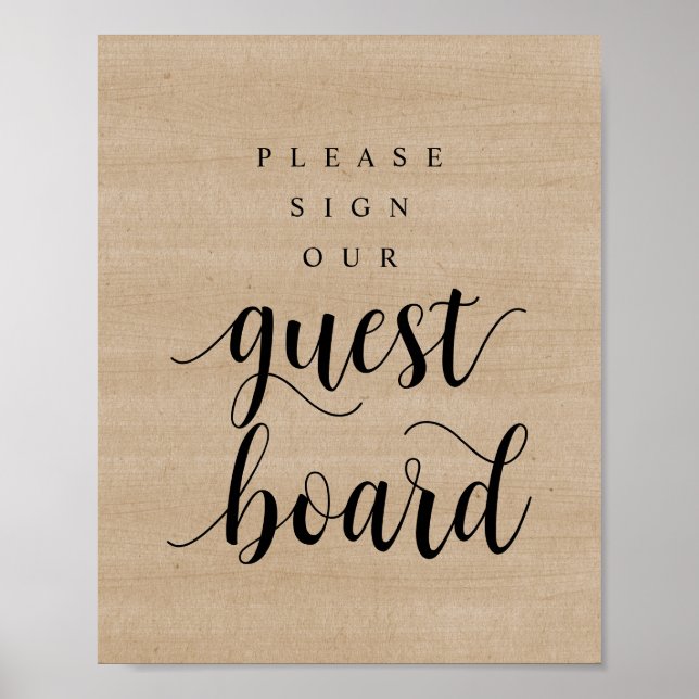 Modern Rustic Wedding Sign Our Guest Board Poster (Front)
