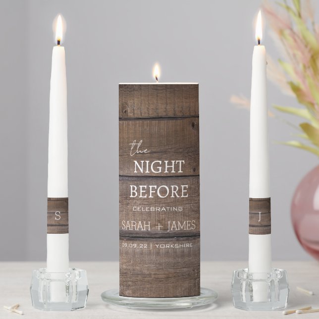 Modern Rustic Wedding The Night Before Initials   Unity Candle Set (In Situ)