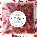 Modern Rustic Wedding Toss Me Confetti Favor Classic Round Sticker<br><div class="desc">Minimalist Wedding Toss Me Confetti Favor Stickers</div>