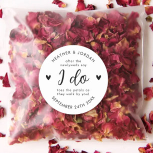 Modern Rustic Wedding Toss Me Confetti Favor Classic Round Sticker