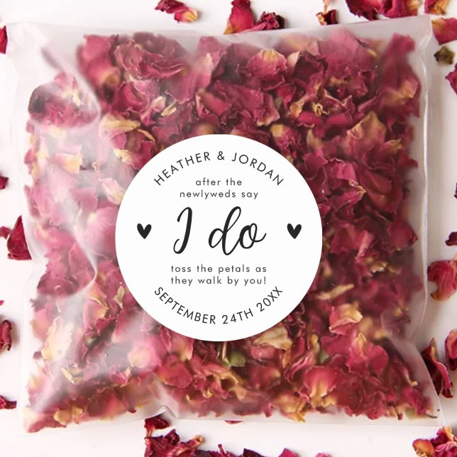 Modern Rustic Wedding Toss Me Confetti Favor Classic Round Sticker (Creator Uploaded)