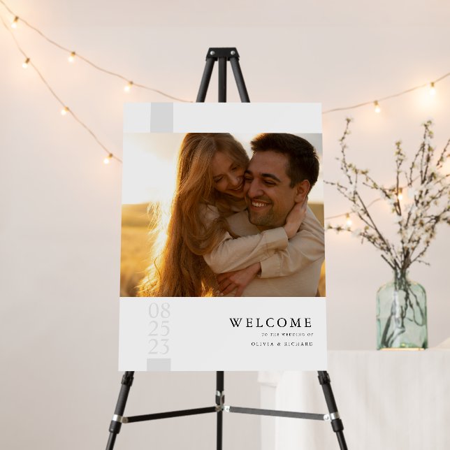 Modern Rustic Wedding Welcome Sign With Photo (In Situ (Stand))