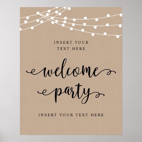 Modern Rustic Welcome Party Poster