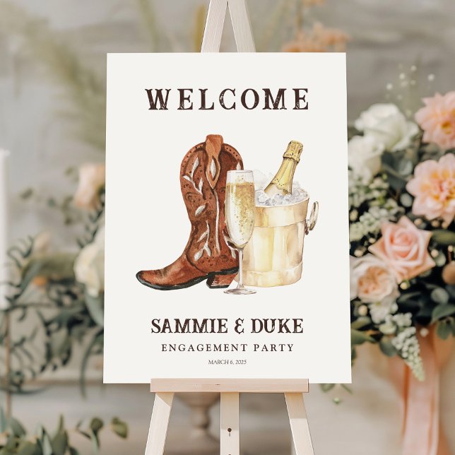 Modern Rustic Western Engagement Party Sign (Creator Uploaded)