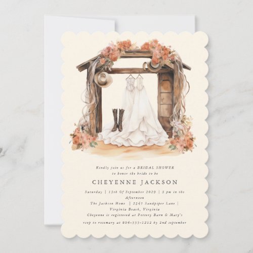 Modern Rustic Western Floral  Bridal Shower  Invitation