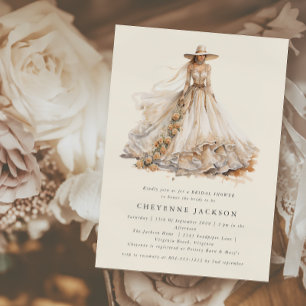Modern Rustic Western Floral Bridal Shower Invitation