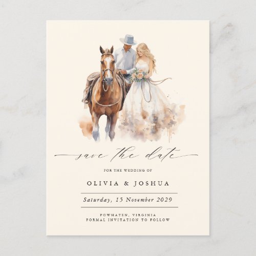 Modern Rustic Western Photo Save the Date  Announcement Postcard