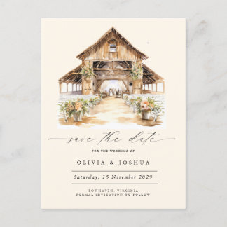 Modern Rustic Western Photo Save the Date Announcement Postcard