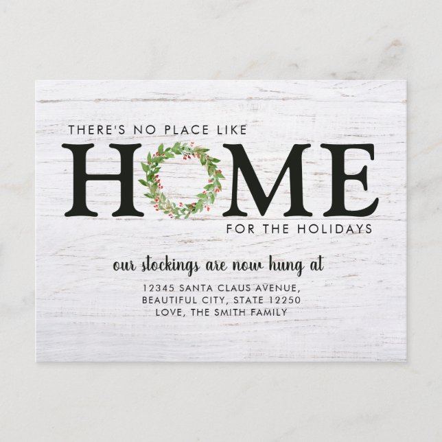 Modern Rustic We've Moved Home For Holidays Moving Announcement Postcard (Front)