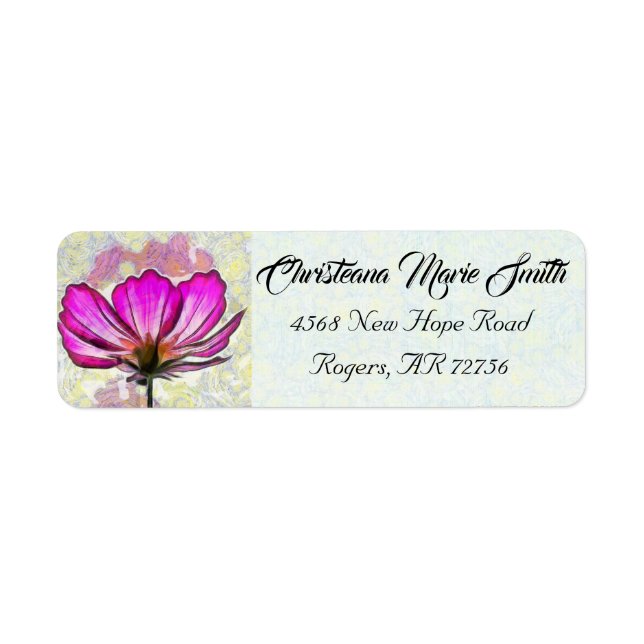 Modern Rustic White and Pink Wildflower Floral Label (Front)
