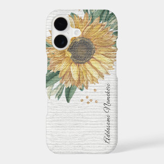 Modern Rustic White Ivory Sunflower   iPhone Case