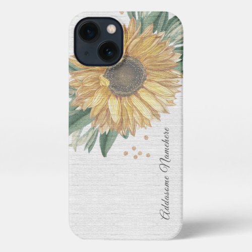 Modern Rustic White Ivory Sunflower   iPhone Case