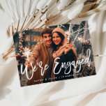modern rustic white script photo engagement party invitation<br><div class="desc">Trendy white design with rustic script and a personalized image. You can personalize the text,  image and color detail on this engagement  party invite template.</div>