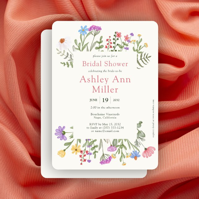 Modern Rustic Wildflower Border Bridal Shower Invitation (Creator Uploaded)