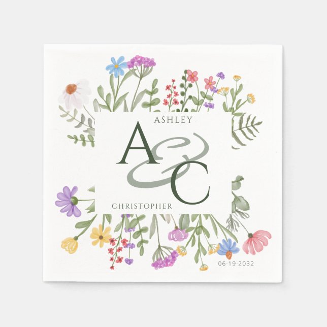 Modern Rustic Wildflower Napkins (Front)