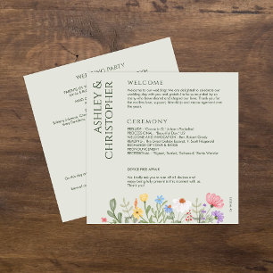 Modern Rustic Wildflower Soft Sage Wedding Program