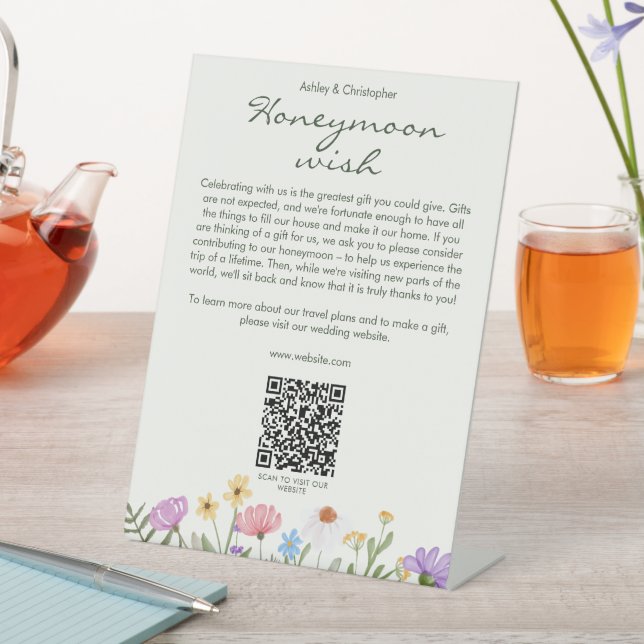 Modern Rustic Wildflower Wedding Pedestal Sign (In SItu)