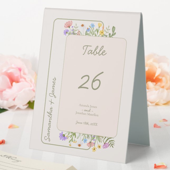 Modern Rustic Wildflower Wedding Table Number Table Tent (In SItu (Wedding))