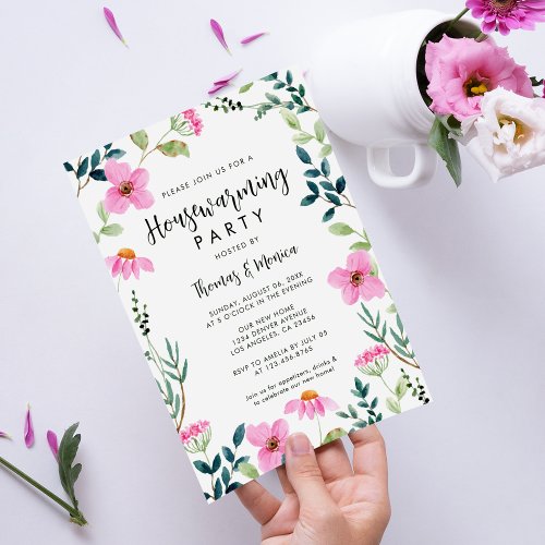 Modern Rustic Wildflowers Housewarming Party Invitation