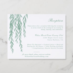 Modern Rustic Willow Foliage Wedding Reception Letterpress Enclosure Card