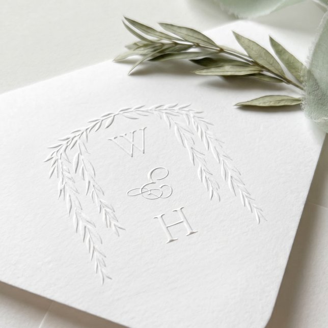 Modern Rustic Willow Tree Foliage Monogram Wedding Embosser (Modern Rustic Willow Tree Foliage Monogram Wedding Embosser)