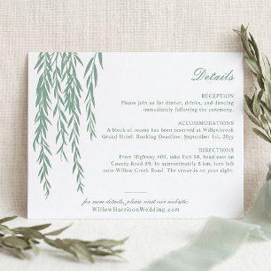 Modern Rustic Willow Tree Foliage Wedding Details Letterpress Enclosure Card