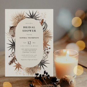 Modern Rustic Winter Christmas Bridal Shower Invitation