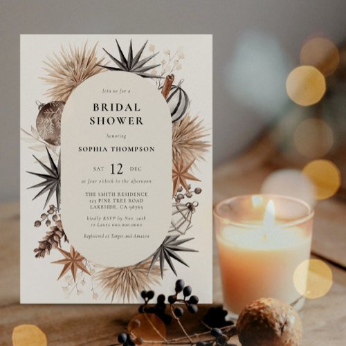 Modern Rustic Winter Christmas Bridal Shower  Invitation