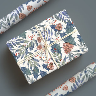 Modern Rustic Winter Forest Botanical Pine Trees Wrapping Paper Sheets