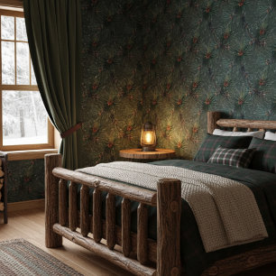 Modern Rustic Winter Pine Pattern Wallpaper