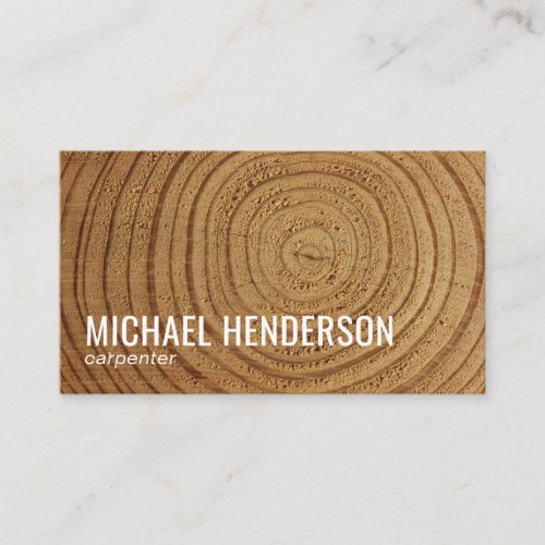 Modern Rustic Wood Carpentry Professional Business Card - Contemporary business cards with a photo of a sawn piece of timber which can be replaced with your own personalized photo and a text template that can easily be customized.